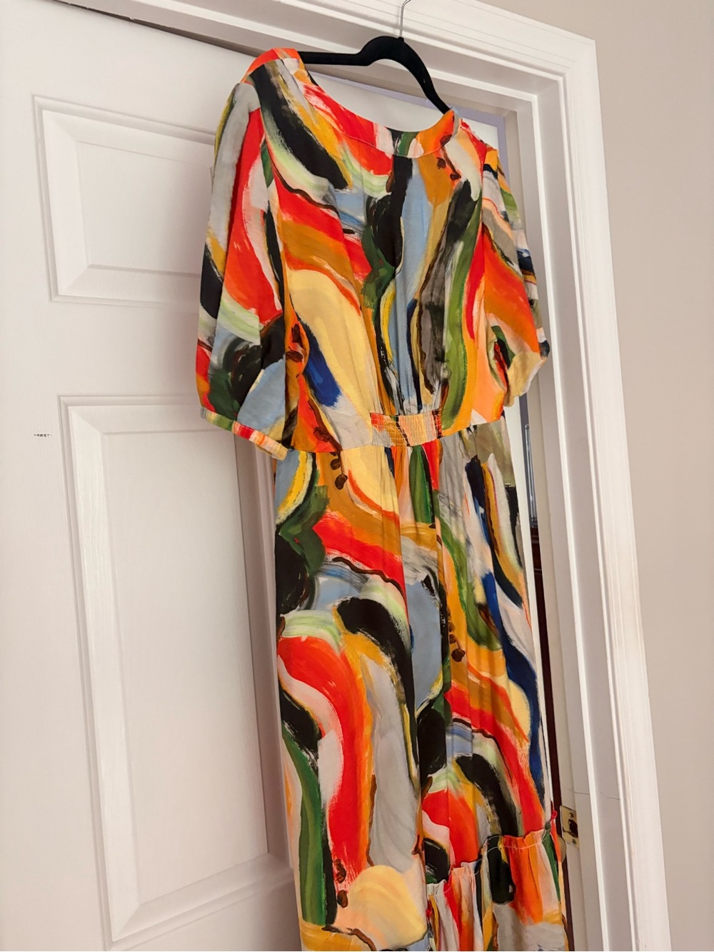 Anthropologie Maeve Abstract Print Midi Dress - Vibrant Brushstroke Design Sz L - Picture 6 of 7